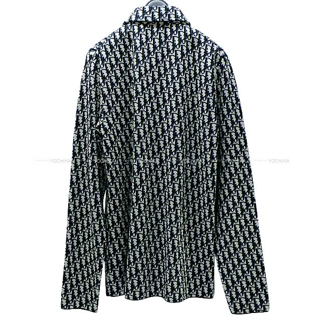 [Pre-loved] Dior Long sleeve shirt Mens Over All-over pattern Knit Shirt Dior Oblique Navy Cotton XS[USED SA][Authentic]