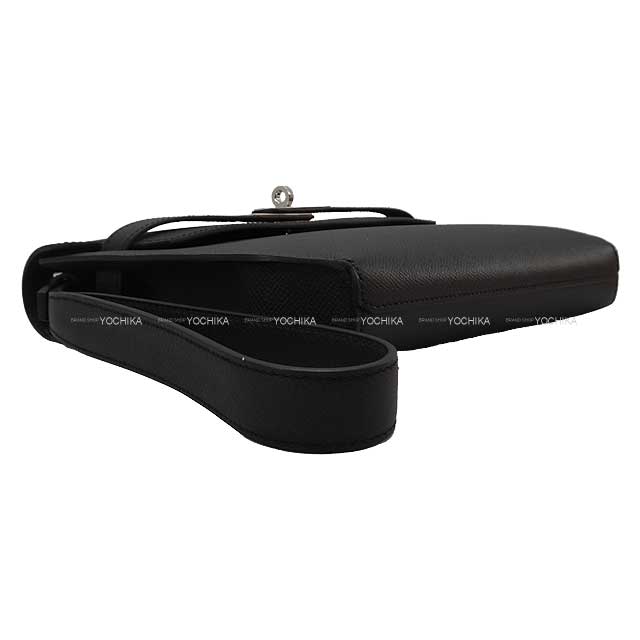 HERMES Clutch bag Kelly Depeche 25 Clutch Noir (Black) Ever Grain Silver HW Stamp D[EXCELLENT][Authentic]