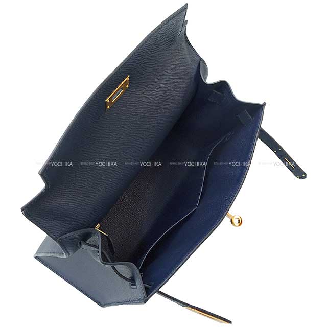 HERMES Shoulder bag Kelly28 Sellier Blue Indigo Ever Grain Gold HW Stamp B[BRAND NEW][Authentic]