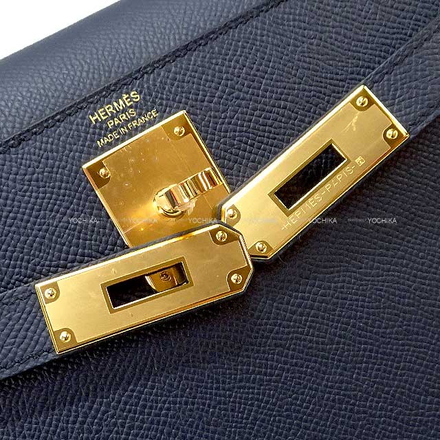 HERMES Shoulder bag Kelly28 Sellier Blue Indigo Ever Grain Gold HW Stamp B[BRAND NEW][Authentic]