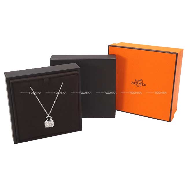 HERMES necklace Amulettes Constance pendant K18 White gold/Diamond 0.44 ct[BRAND NEW][Authentic]