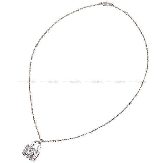 HERMES necklace Amulettes Constance pendant K18 White gold/Diamond 0.44 ct[BRAND NEW][Authentic]