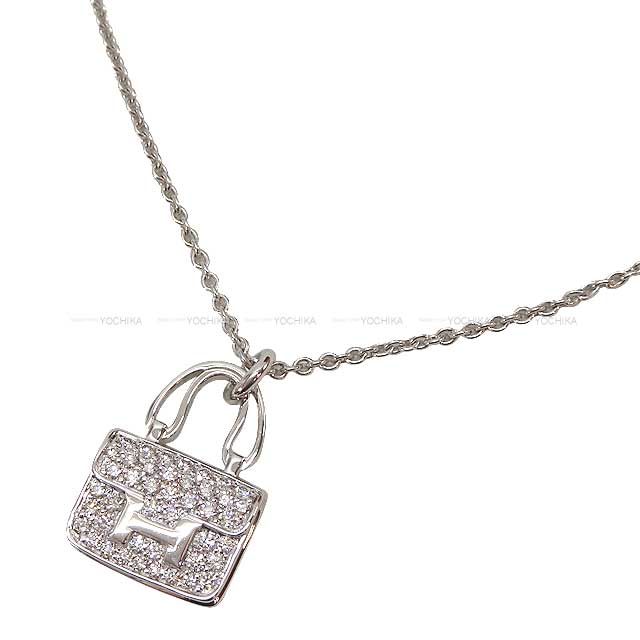 HERMES necklace Amulettes Constance pendant K18 White gold/Diamond 0.44 ct[BRAND NEW][Authentic]