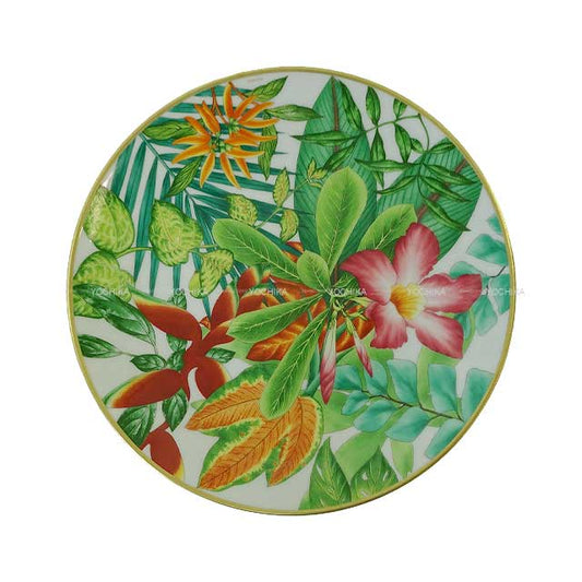 HERMES tableware Dessert plate NO.1  Passifolia Blanc (White)/Gold/Multicolor Porcelain[BRAND NEW][Authentic]