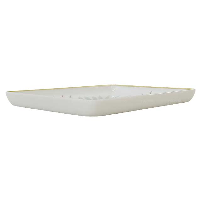 HERMES tableware Tray No.2  Passifolia  PM Blanc (White)/Gold/Green Porcelain[BRAND NEW][Authentic]