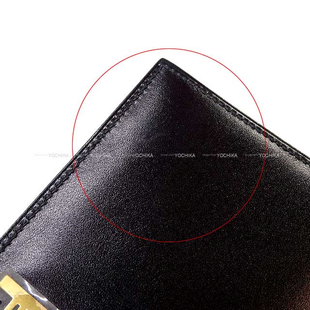 HERMES long wallet Bearn Soufflet Noir (Black) Box Calf Gold HW Stamp X[EXCELLENT][Authentic]