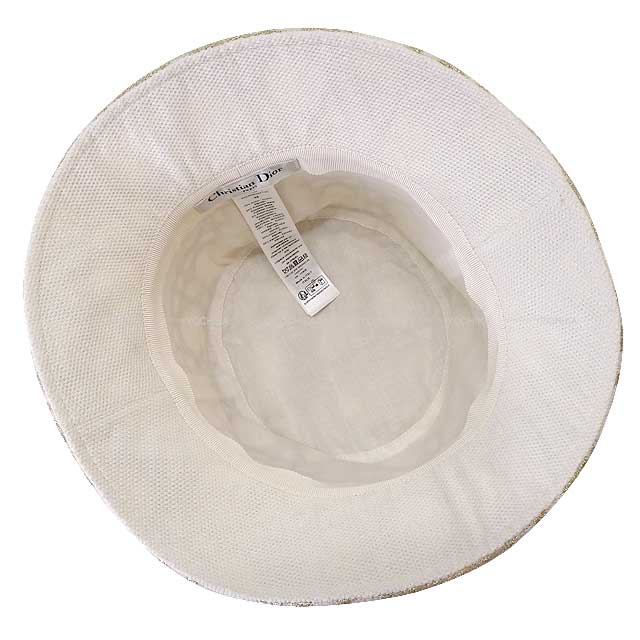 2024SS Dior D-BOBBY Bob hat Macrocannage Embroidery #58 Blanc (White)/Gold Cotton/Metallic/Polyester Brim: 2.4" 41CAN923X130[BRAND NEW][Authentic]