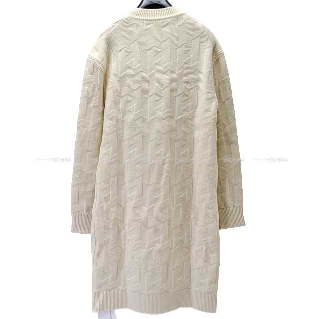 2024 AW NEW HERMES dress Ladies H motif Knit Roundneck Blanc Natural Wool100% 34[EXCELLENT][Authentic]