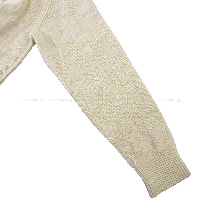 2024 AW NEW HERMES dress Ladies H motif Knit Roundneck Blanc Natural Wool100% 34[EXCELLENT][Authentic]