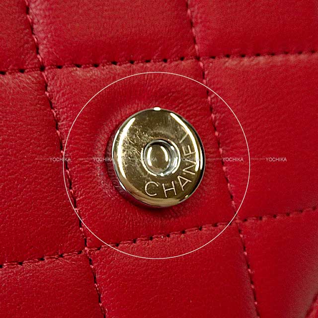 [Pre-loved] CHANEL Chain wallet Matelasse COCO mark Red Lambskin Silver HW AP0250[LIKE NEW][Authentic]