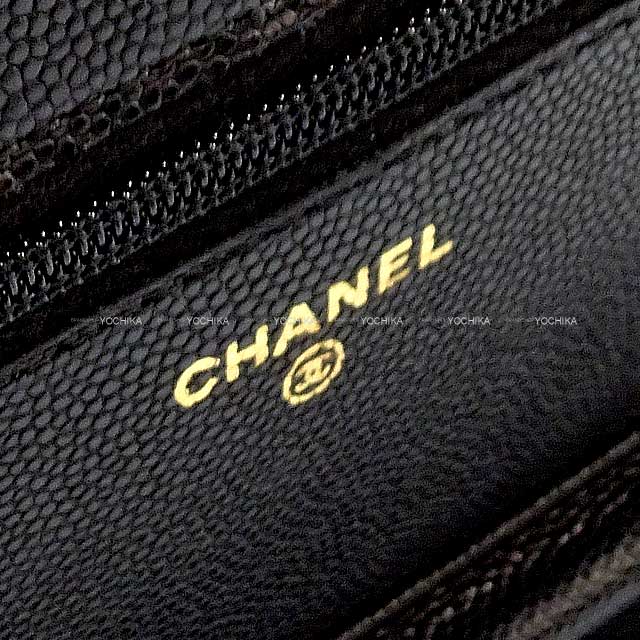 [Pre-loved] CHANEL Chain wallet Matelasse COCO mark Trump Lucky charm Noir (Black) Graind Calf(Caviarskin) Gold HW AP3076[LIKE NEW][Authentic]