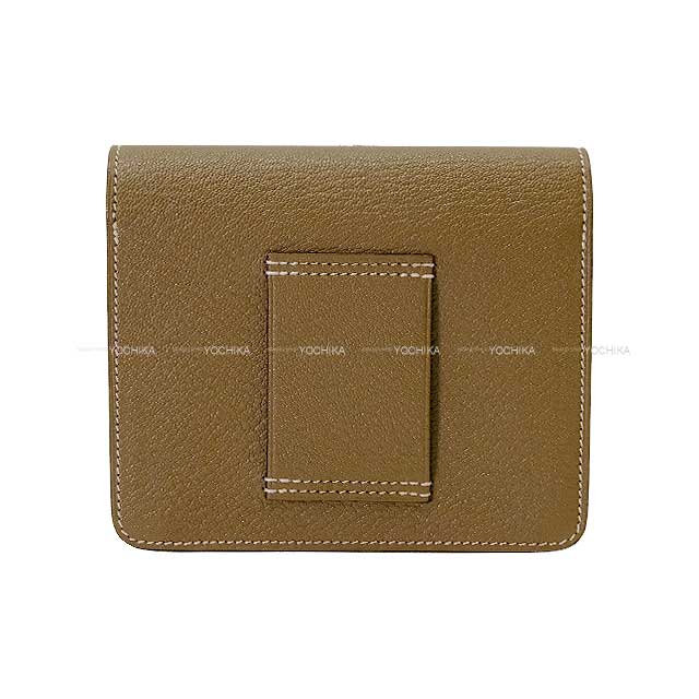 HERMES Bi-fold wallet Roulis Slim Etoupe Chevre Myzore Champagne Gold HW Stamp U[EXCELLENT][Authentic]