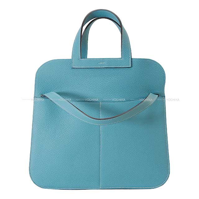 HERMES Shoulder bag Halzan 31 Bleu St Cyr Taurillon Clemence Silver HW Stamp Y[EXCELLENT][Authentic]