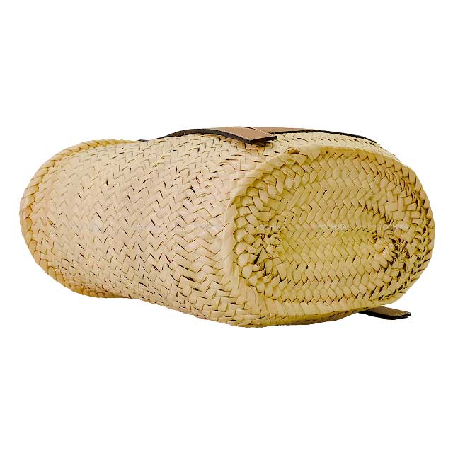 LOEWE Handbag Basket medium basket 327.02.S92 Natural/Tan Palm Leaf/Calf W: 10.2"(bottom) - 16.5"(top) cm Silver HW[EXCELLENT][Authentic]