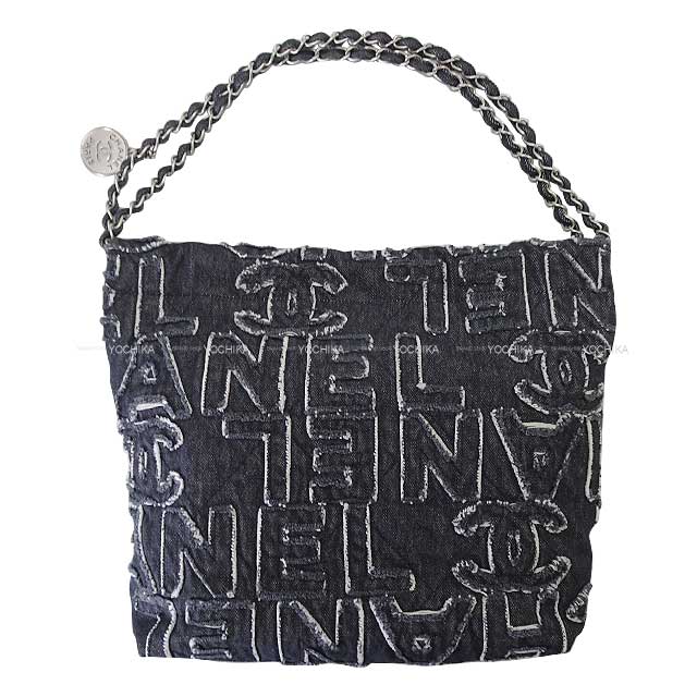 2024 AW CHANEL Handbag Chanel 22 logo small hobo with medal charm Noir (Black) Denim Silver HW AS3260[BRAND NEW][Authentic]