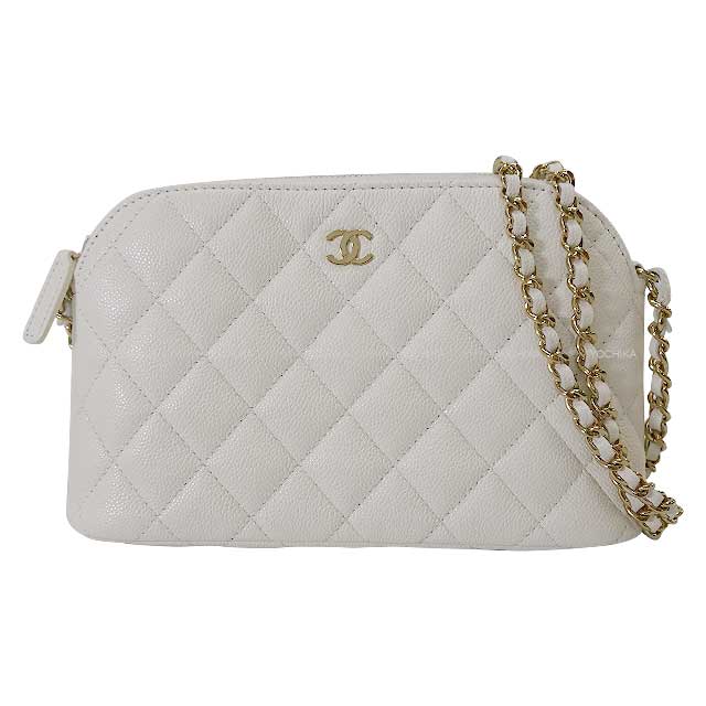 CHANEL Shoulder bag MATTRASSE Coco Mark Chain Blanc (White) Graind Calf(Caviarskin) Champagne Gold HW AP4016[BRAND NEW][Authentic]