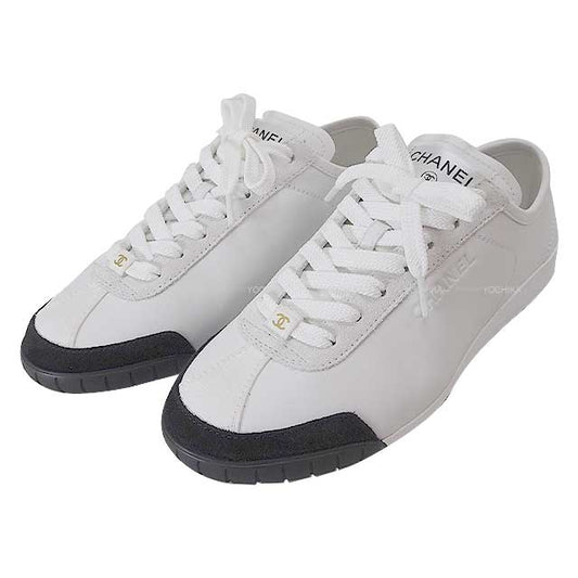 2024 SS CHANEL sneakers Low cut Side Logo Bicolor #37 Blanc (White)/Noir (Black) Calf/Suede calf 37 G45714[BRAND NEW][Authentic]