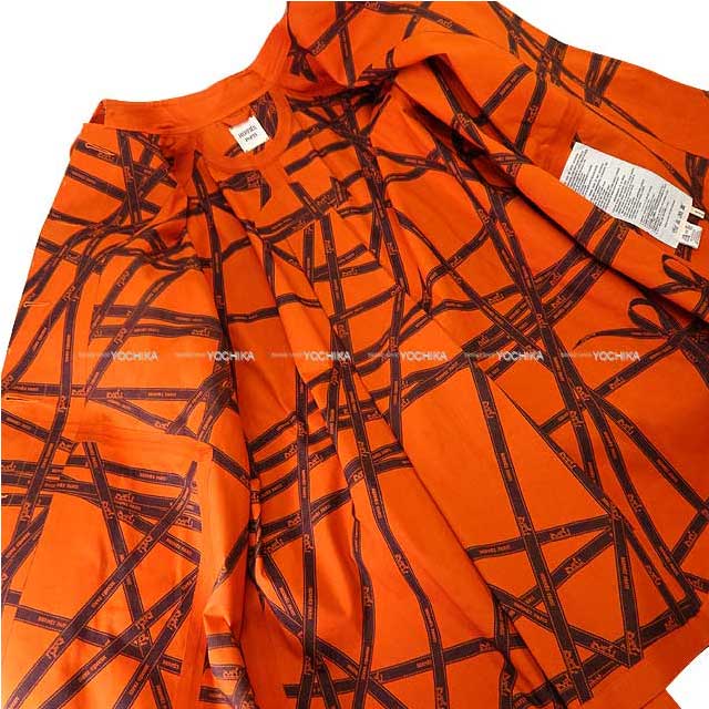 [Pre-loved] HERMES Trench coat by Martin Margiela Ladies Bolduc Ribbon Macintosh Kelly belt #SM Orange Cotton100% #SM Silver HW[LIKE NEW][Authentic]