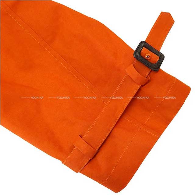 [Pre-loved] HERMES Trench coat by Martin Margiela Ladies Bolduc Ribbon Macintosh Kelly belt #SM Orange Cotton100% #SM Silver HW[LIKE NEW][Authentic]