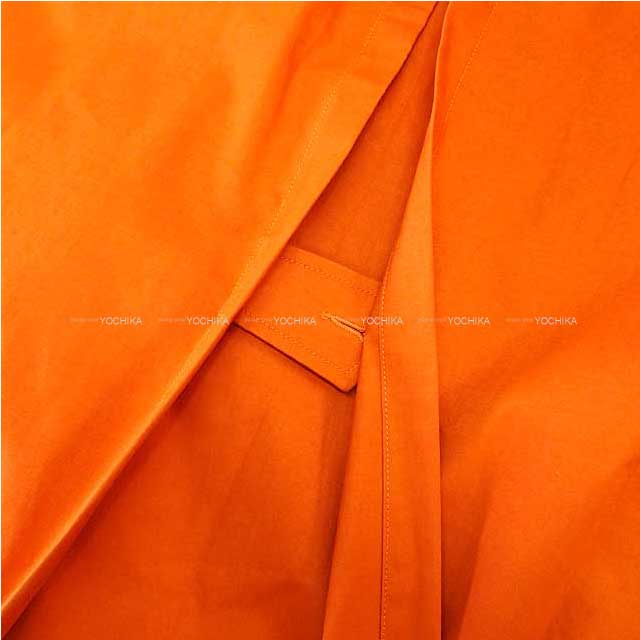 [Pre-loved] HERMES Trench coat by Martin Margiela Ladies Bolduc Ribbon Cotton Macintosh Coat Kelly belt #SM Orange Cotton100% Silver HW[LIKE NEW][Authentic]