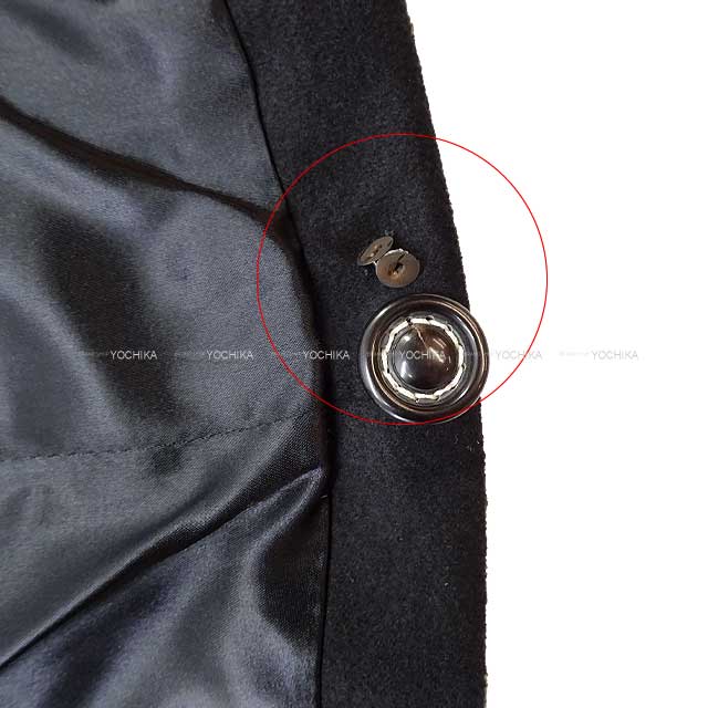 [Pre-loved] HERMES Tailored jacket Ledies Vintage Cashmere Noir (Black)/Blanc (White) Cashmere100% 38[LIKE NEW][Authentic]