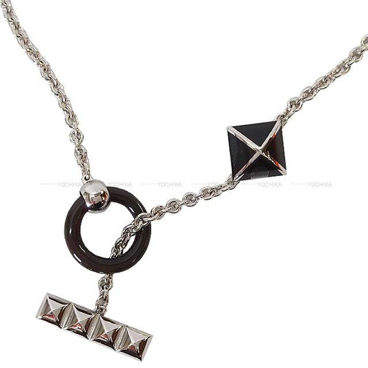 HERMES necklace Pendant Medor XO Collier de Chien Noir (Black) Buffalo Horn/Metal Silver HW[BRAND NEW][Authentic]