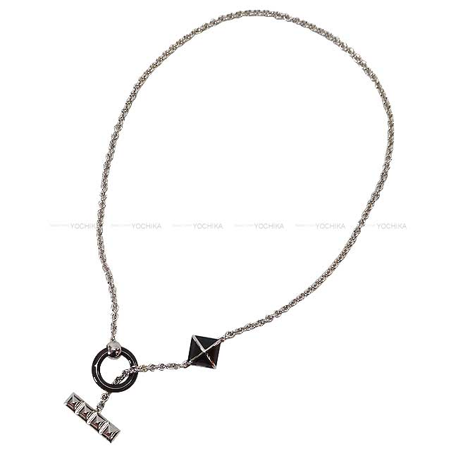 HERMES necklace Pendant Medor XO Collier de Chien Noir (Black) Buffalo Horn/Metal Silver HW[BRAND NEW][Authentic]