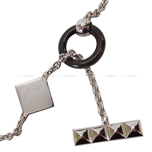 HERMES necklace Pendant Medor XO Collier de Chien Noir (Black) Buffalo Horn/Metal Silver HW[BRAND NEW][Authentic]