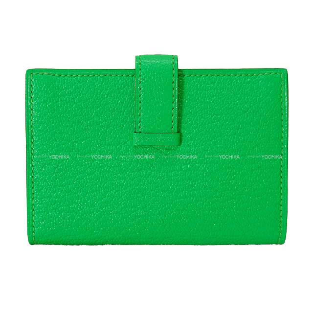 HERMES card holder Bearn Card holder Vert comics Chevre Myzore Silver HW Stamp B[EXCELLENT][Authentic]