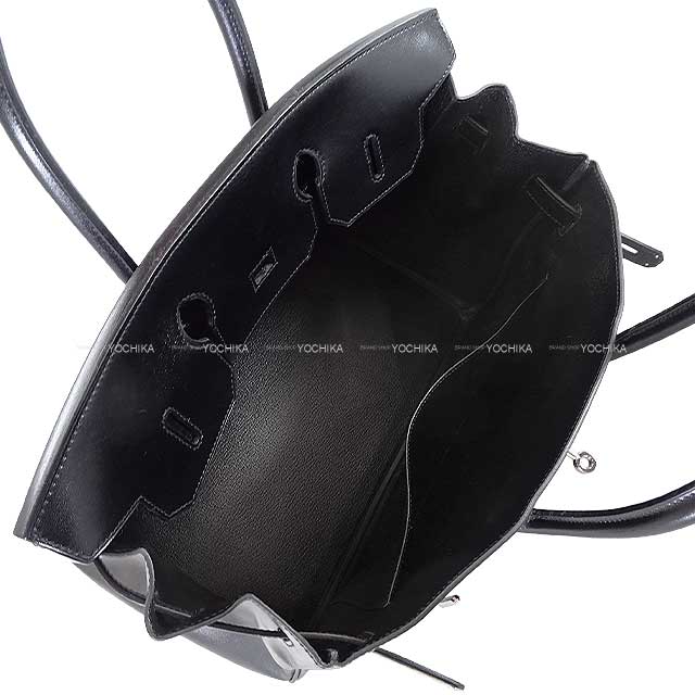HERMES Handbag Birkin35 Noir (Black) Veau Sikkim Silver HW Stamp □P[EXCELLENT][Authentic]