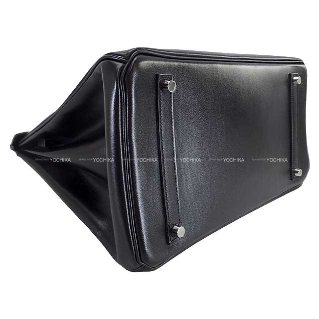 HERMES Handbag Birkin35 Noir (Black) Veau Sikkim Silver HW Stamp □P[EXCELLENT][Authentic]