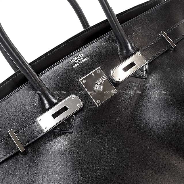 HERMES Handbag Birkin35 Noir (Black) Veau Sikkim Silver HW Stamp □P[EXCELLENT][Authentic]