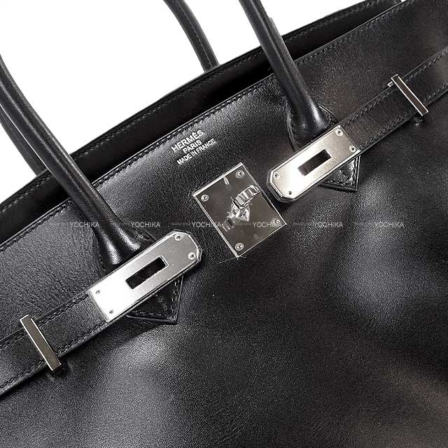 HERMES Handbag Birkin35 Noir (Black) Box Calf Silver HW Stamp □P[EXCELLENT][Authentic]