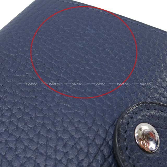 [Pre-loved] HERMES card holder ILIADE Compact Coin Purse Bleu Nuit Vache Gallop de Hermes Silver HW Stamp U[LIKE NEW][Authentic]