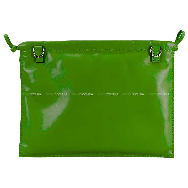 HERMES Pouch Drawstring Purse Pilo Crude Cell Vert Yucca Agneau Milo Silver HW Stamp B[BRAND NEW][Authentic]