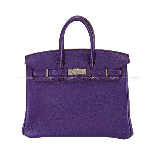 HERMES Handbag Birkin25 Ultraviolet Veau Jonathan Silver HW Stamp □N[ALMOST NEW][Authentic]