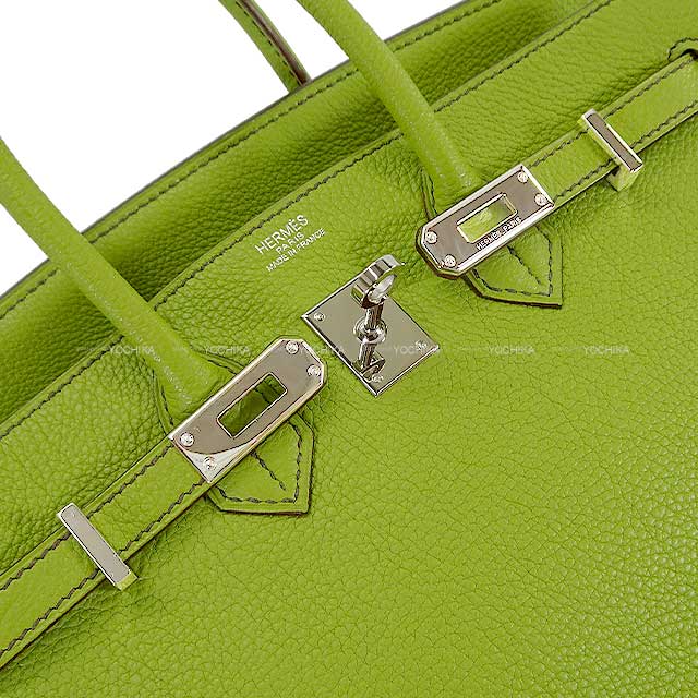 [Pre-loved] HERMES Handbag Birkin25 Anis green Veau Togo Silver HW Stamp □K[LIKE NEW][Authentic]