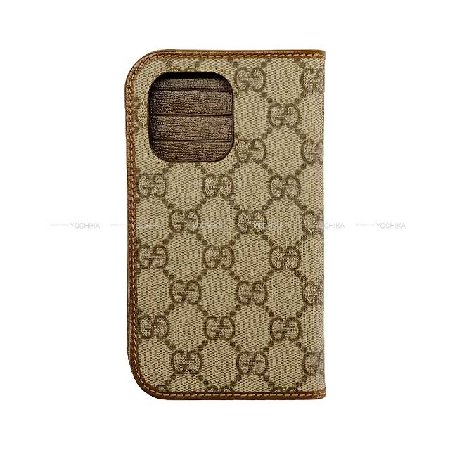 GUCCI iPhone case Notebook Covers 15pro 760185 92tcg8563 Beige & Ebony GG Supreme[EXCELLENT][Authentic]