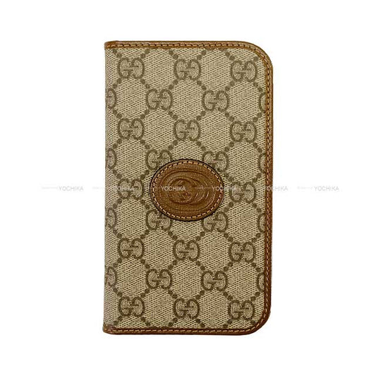 GUCCI iPhone case Notebook Covers 15pro 760185 92tcg8563 Beige & Ebony GG Supreme[EXCELLENT][Authentic]