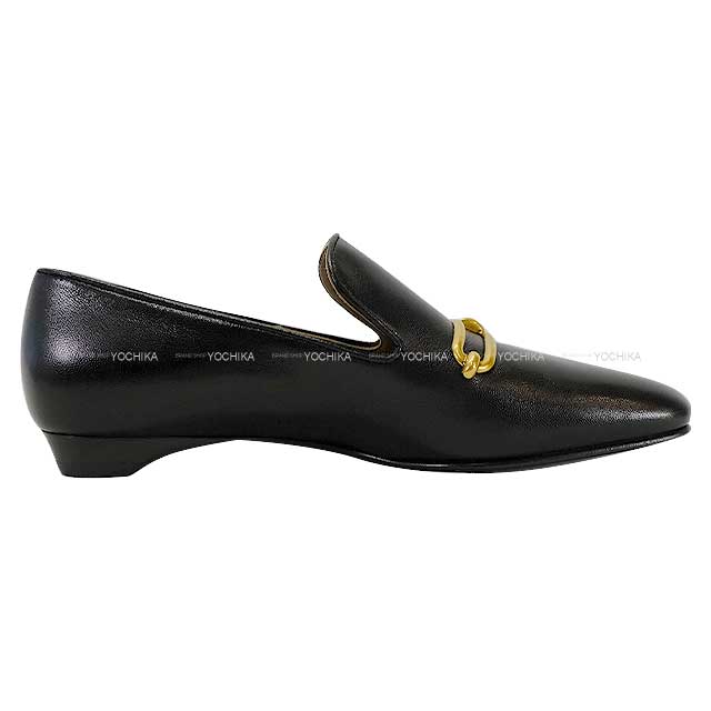 HERMES loafers Moccasin Dalhia Noir (Black) Calf 36 36 Gold HW[EXCELLENT][Authentic]