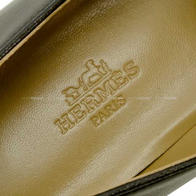 HERMES loafers Moccasin Dalhia Noir (Black) Calf 36 36 Gold HW[EXCELLENT][Authentic]