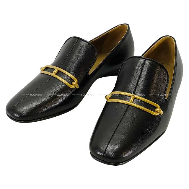 HERMES loafers Moccasin Dalhia Noir (Black) Calf 36 36 Gold HW[EXCELLENT][Authentic]