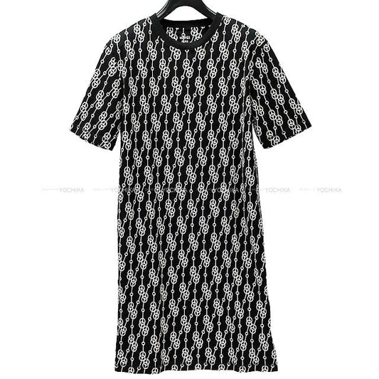 HERMES One‐piece dress Ladies T-Shirts Dress Halfsleeve Culiquetis Noir (Black) Cotton100% 36[EXCELLENT][Authentic]