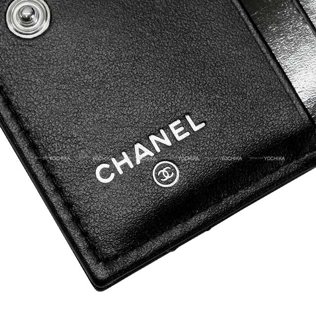 [Pre-loved] CHANEL Bi-fold wallet Matelasse COCO Mark with coin case So black Noir (Black) Calf Black HW AP3817[LIKE NEW][Authentic]