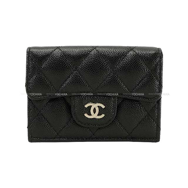 [Pre-loved] CHANEL Tri-fold wallet Matelasse COCO Mark with coin case Noir (Black)/Bordeaux Graind Calf(Caviarskin) Silver HW AP0230[LIKE NEW][Authentic]