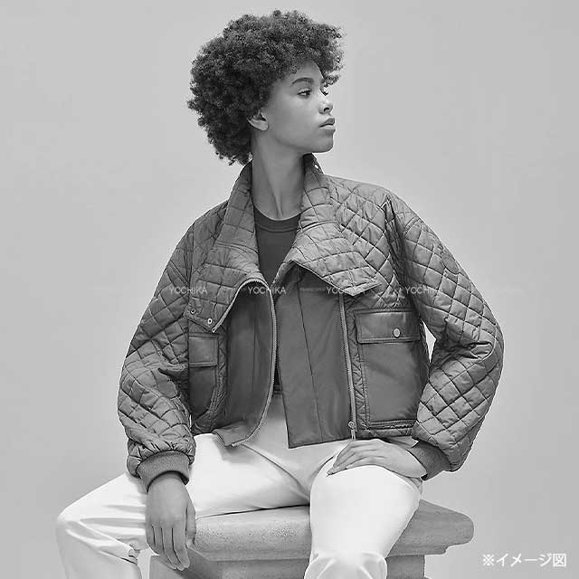 2023 HERMES Blouson Ladies Clou de Selle patch Short Quilting Jacket Beige/Orange Polyester Silver HW[EXCELLENT][Authentic]