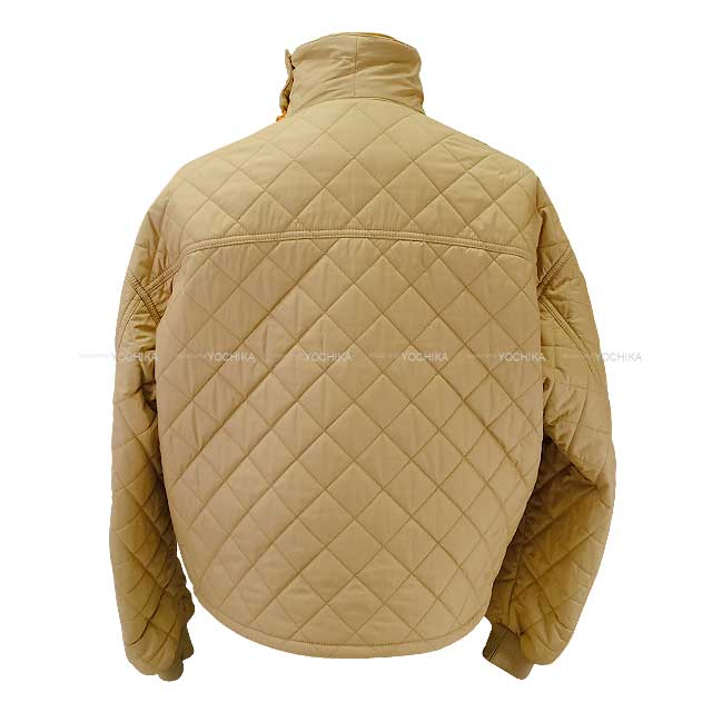 2023 HERMES Blouson Ladies Clou de Selle patch Short Quilting Jacket Beige/Orange Polyester Silver HW[EXCELLENT][Authentic]