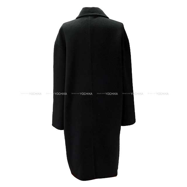 [Pre-loved] 2021 AW HERMES Coat Ladies' Medor Studs Button Long #36 Noir (Black) Cashmere100% 36[LIKE NEW][Authentic]