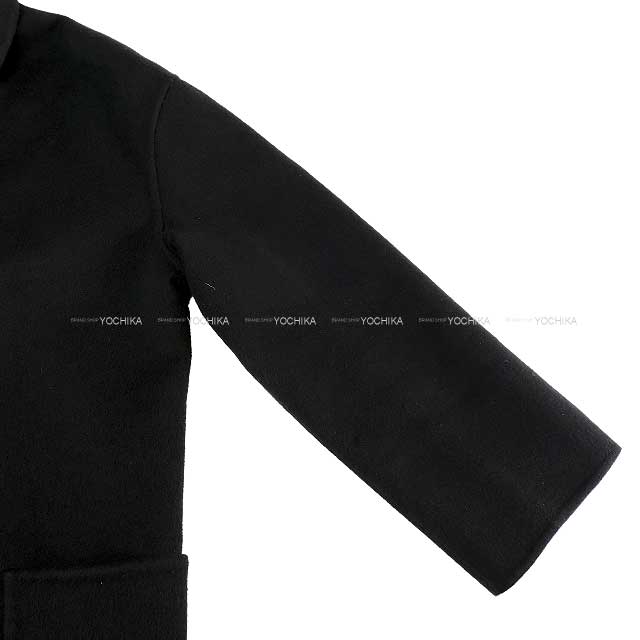 [Pre-loved] 2021 AW HERMES Coat Ladies' Medor Studs Button Long #36 Noir (Black) Cashmere100% 36[LIKE NEW][Authentic]