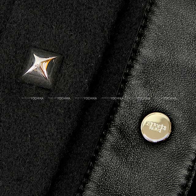 [Pre-loved] 2021 AW HERMES Coat Ladies' Medor Studs Button Long #36 Noir (Black) Cashmere100% 36[LIKE NEW][Authentic]